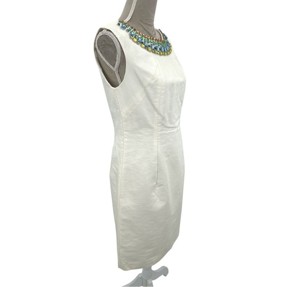 Shoshanna Embellished Sleeveless Cotton Shift Dress - White - Size 8 - NWT - Picture 5 of 9